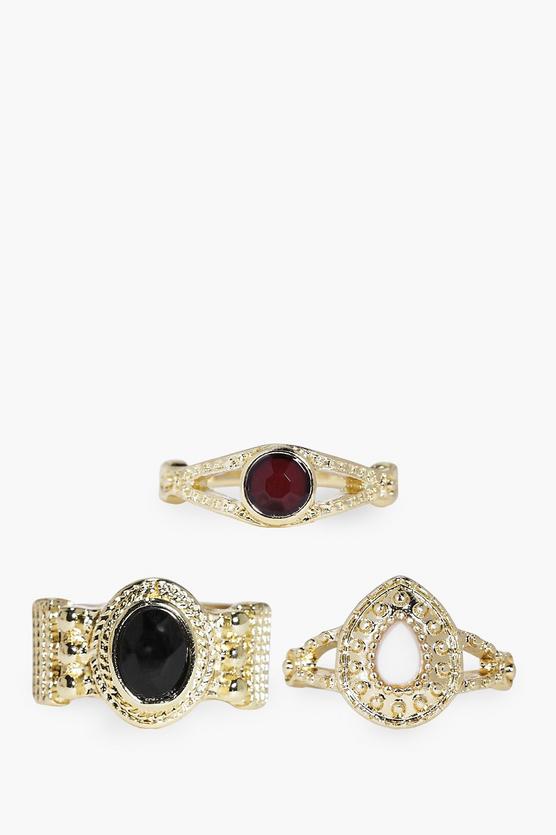 Maisie Ornate Mixed Stone Ring Pack